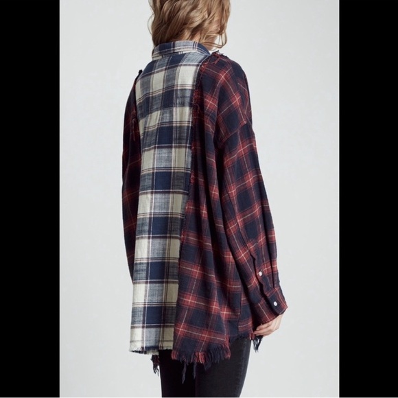 Vici Navy and Red Plaid work shirt - Picture 2 of 6